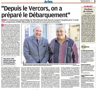 Article paru dans la Provence le 22 août 2014